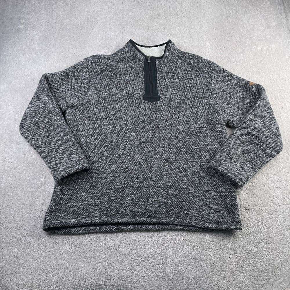 Orvis Sweater Mens XL Grey Brighton Sherpa Lined Quarter Zip Pullover Sweatshirt